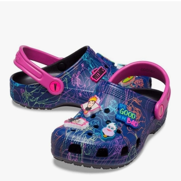 'CROCS' 'DISNEY VILLAINS'  LIMITED EDITION 'JIBBITZ' SLIP-ON CLASSIC CLOG SLIDES - Picture 1 of 16